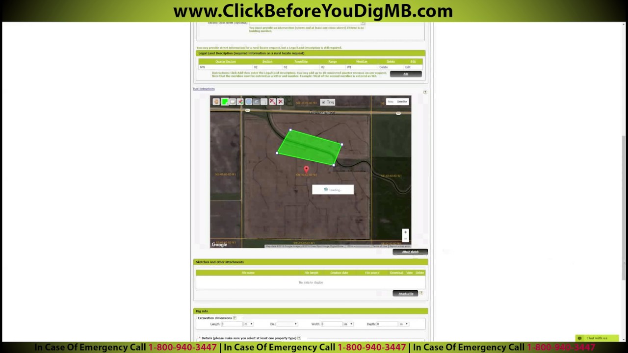 Click Before You Dig MB Online Submission Tutorial