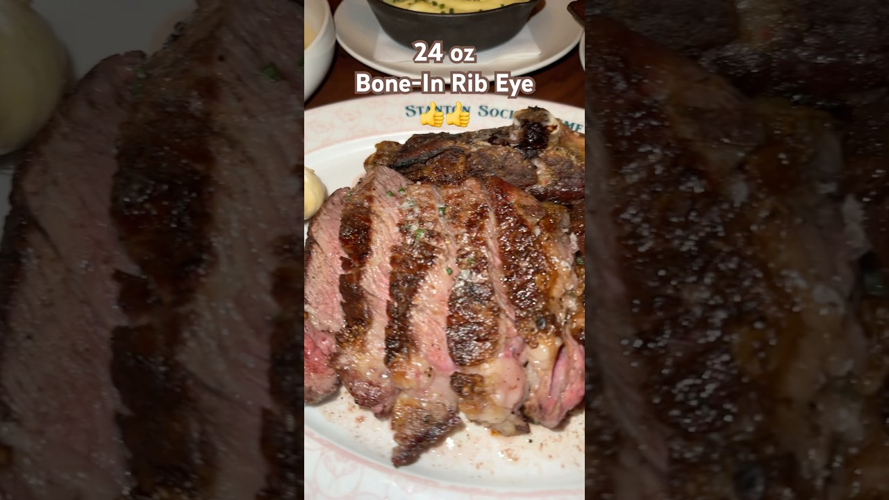 Bone-In Rib Eye and Chilean Sea Bass at Stanton Social Prime Caesars Las Vegas