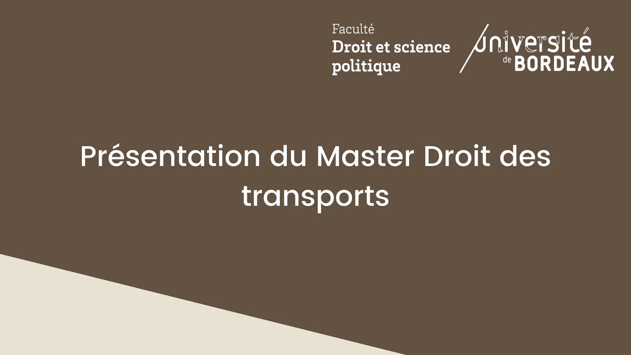 Présentation du Master Droit des transports