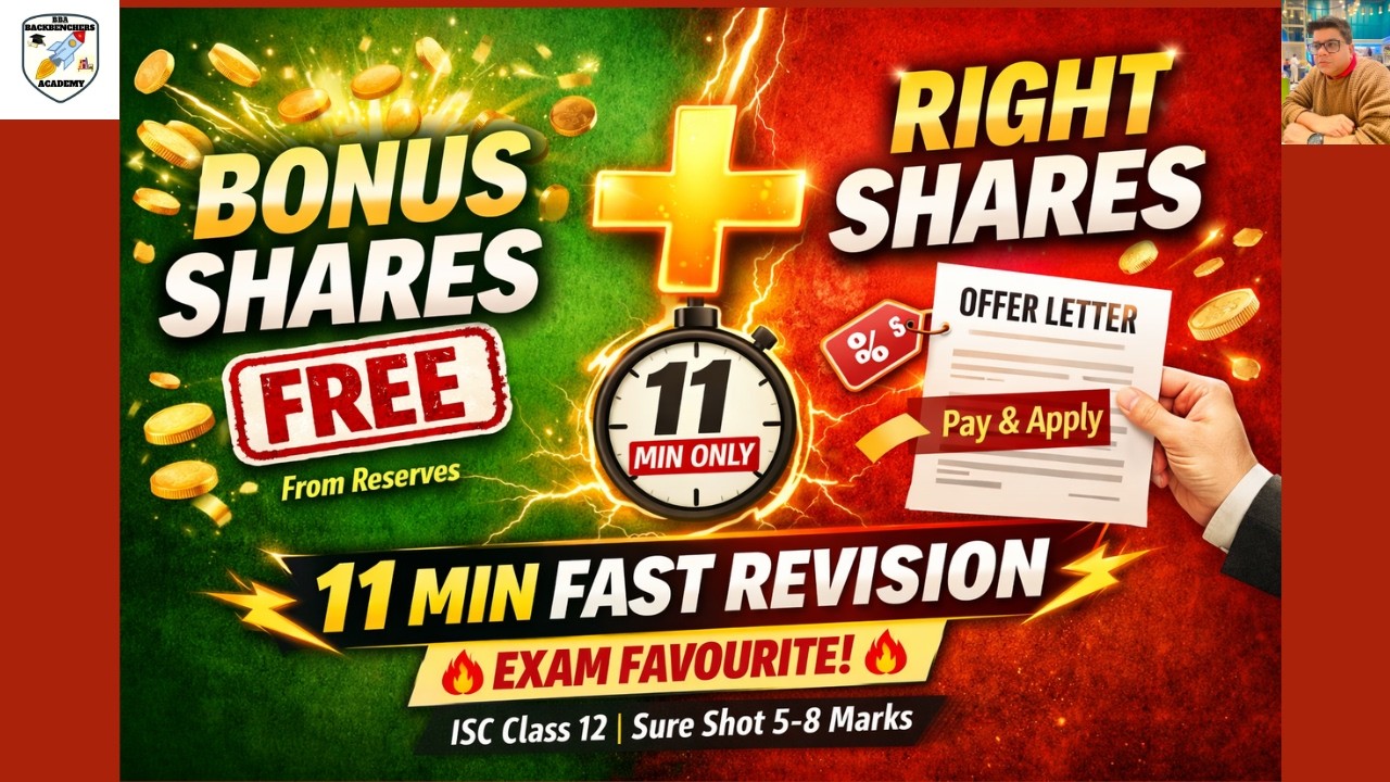 Bonus Shares + Right Shares in 11 Minutes 🔥 | Fastest Revision |ISC Class 12 COMMERCE 2026 | B B A |
