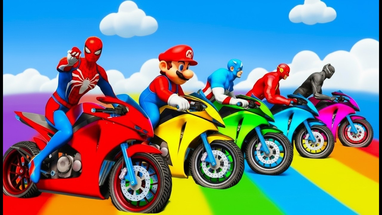 Spider-Man vs Tung Tung Tung Sahur on Motorcycle 🌈 Rainbow Spider Bridge | GTA Multiverse #1