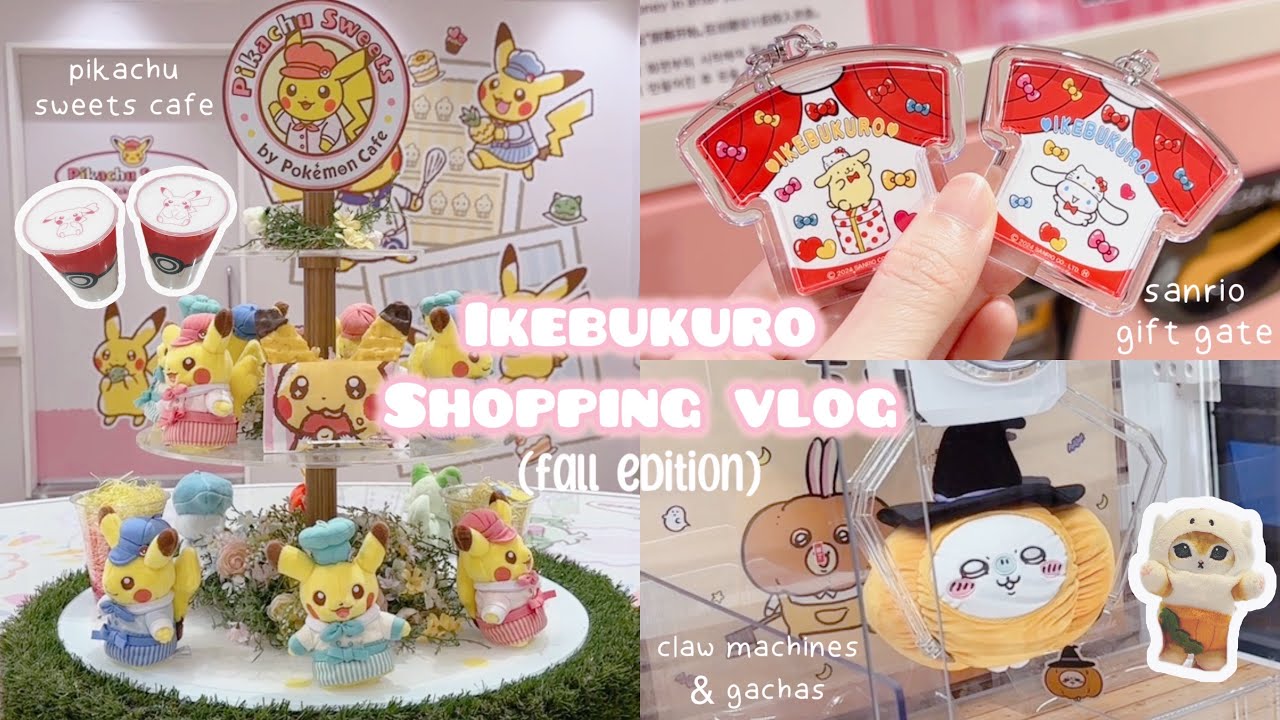 🧸🎀 ikebukuro vlog // LARGEST gashapon store! cozy sanrio shopping, pikachu sweets cafe, konbini haul