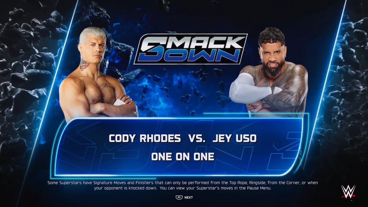 WWE 2K25 Cody Rhodes VS Jey Uso || SmackDown One ON One || #wwe2k25 #codyrhodes #jeyuso 