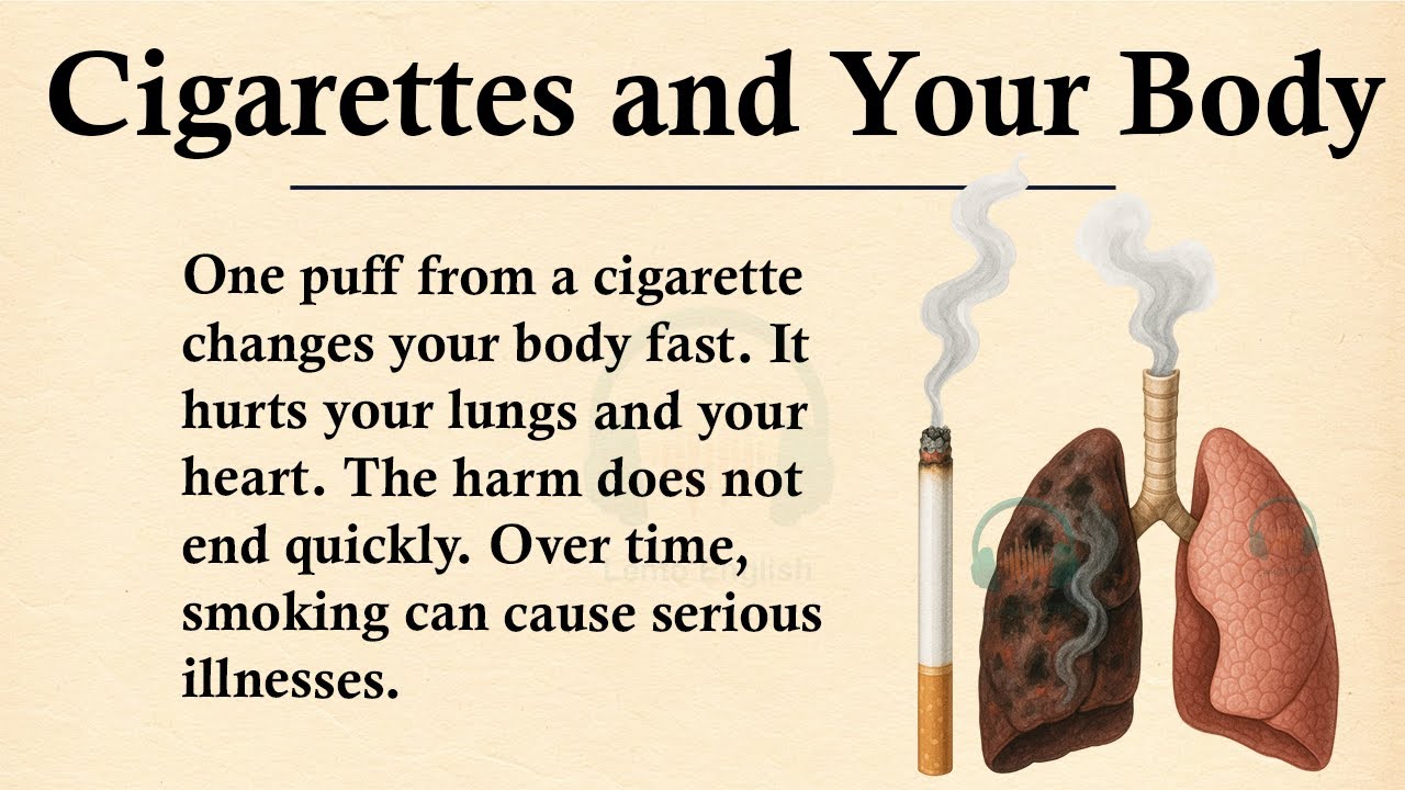 How do cigarettes affect the body? || 🫁🚬Learn English Through Story Level 3 || Graded Reader 🎧