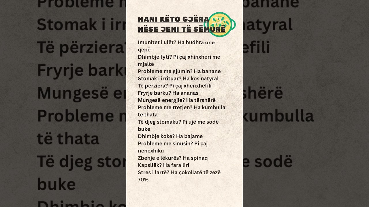 Ushqime qe duhet te konsumoni kur jeni te semure. 