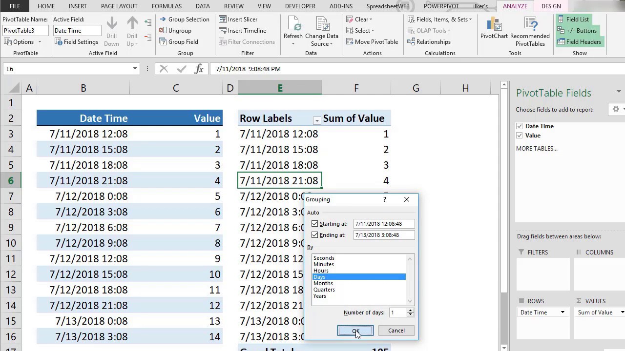Grouping Dates in Pivot Table
