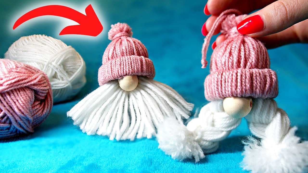 Amazing!! Gnomes in hats made of empty tissue roll and yarn - DIY projects - Recycling Craft Ideas