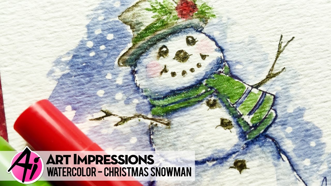 Ai Watercolor - Christmas Snowman