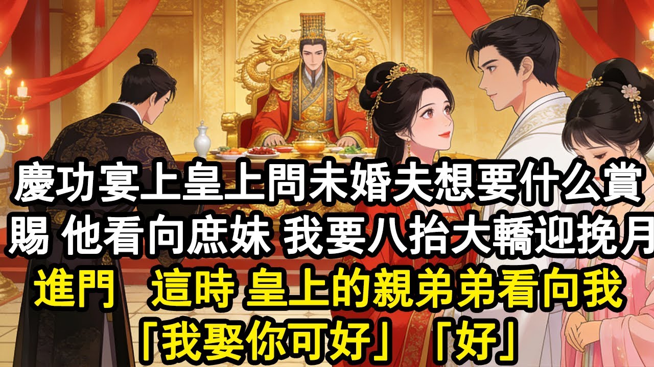 【古言故事】慶功宴上 皇上問未婚夫想要什麼賞賜 他看向庶妹「我要八抬大轎迎挽月進門」這時 皇上的親弟弟看向我「我娶你可好」「好」#小說 #重生 #古言