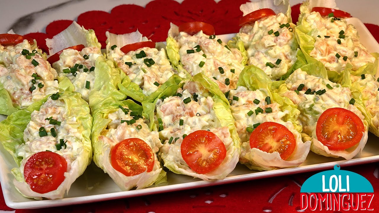Tacos de lechuga con gambas, en 10 minutos un aperitivo de Navidad. El más fácil, rápido y sano.