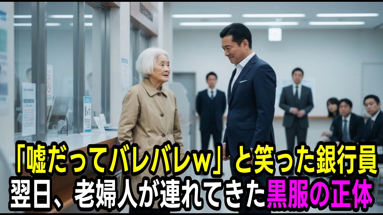「嘘だってバレバレｗ」100万円引き出そうとしたら警察を呼ばれ銀行を追い出された老婦人…翌日、黒服の集団を連れて乗り込んだ80歳の大逆転劇
