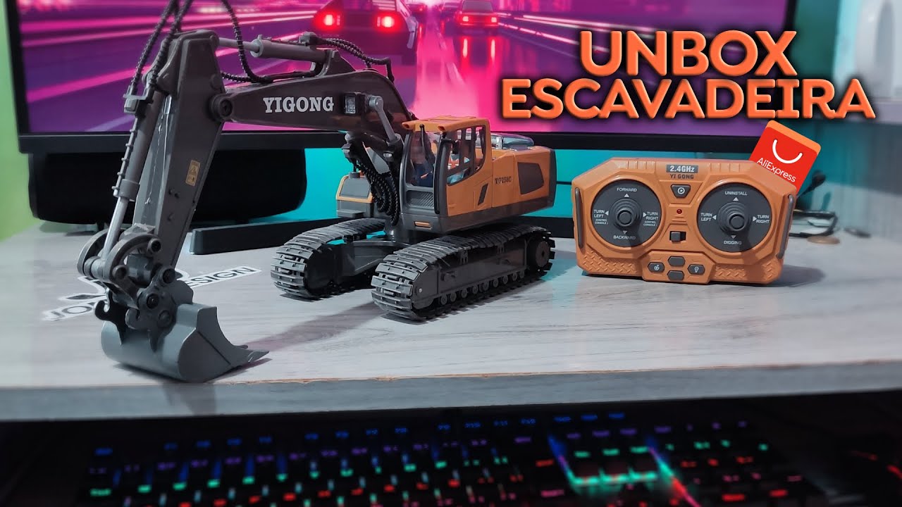 UNBOX ESCAVADEIRA YIGONG COMPRADA NO ALIEXPRESS, BRINQUEDO DE CONTROLE REMOTO MUITO BOM!
