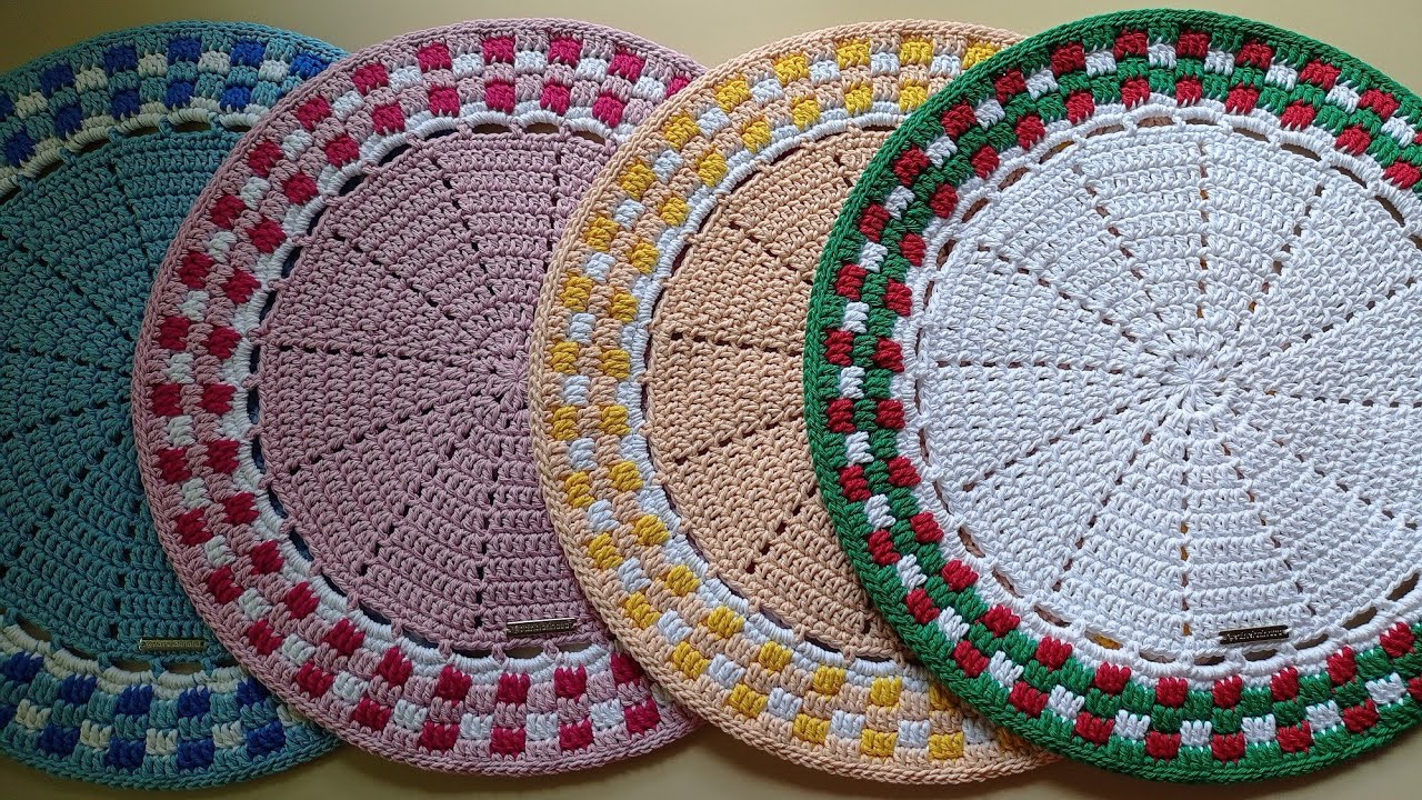 SOUSPLAT XADREZ CROCHÊ MOSAICO