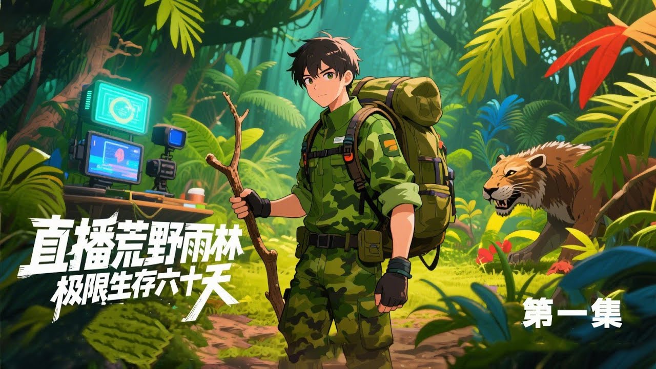 完结《直播荒野：雨林极限生存六十天》第1集/共2集 我是世界最牛逼的荒野主播，现在我正在世界最大的热带雨林中进行直播，大家可以看到，我浑身上下，只穿了一条短裤，我要挑战不带物品，在雨林极限生存六十天！