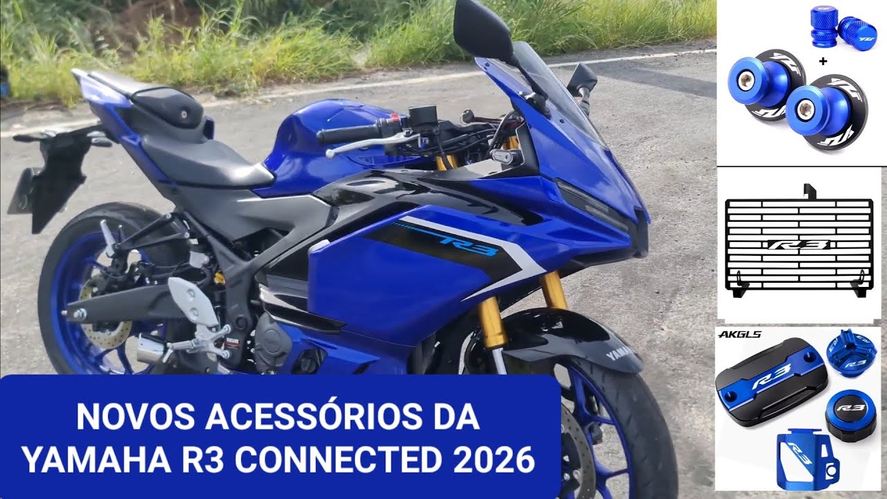 NOVOS ACESSÓRIOS DA YAMAHA R3 CONNECTED 2026 #yamaha #yzf #yzfr3 #r3connected #racingblue 