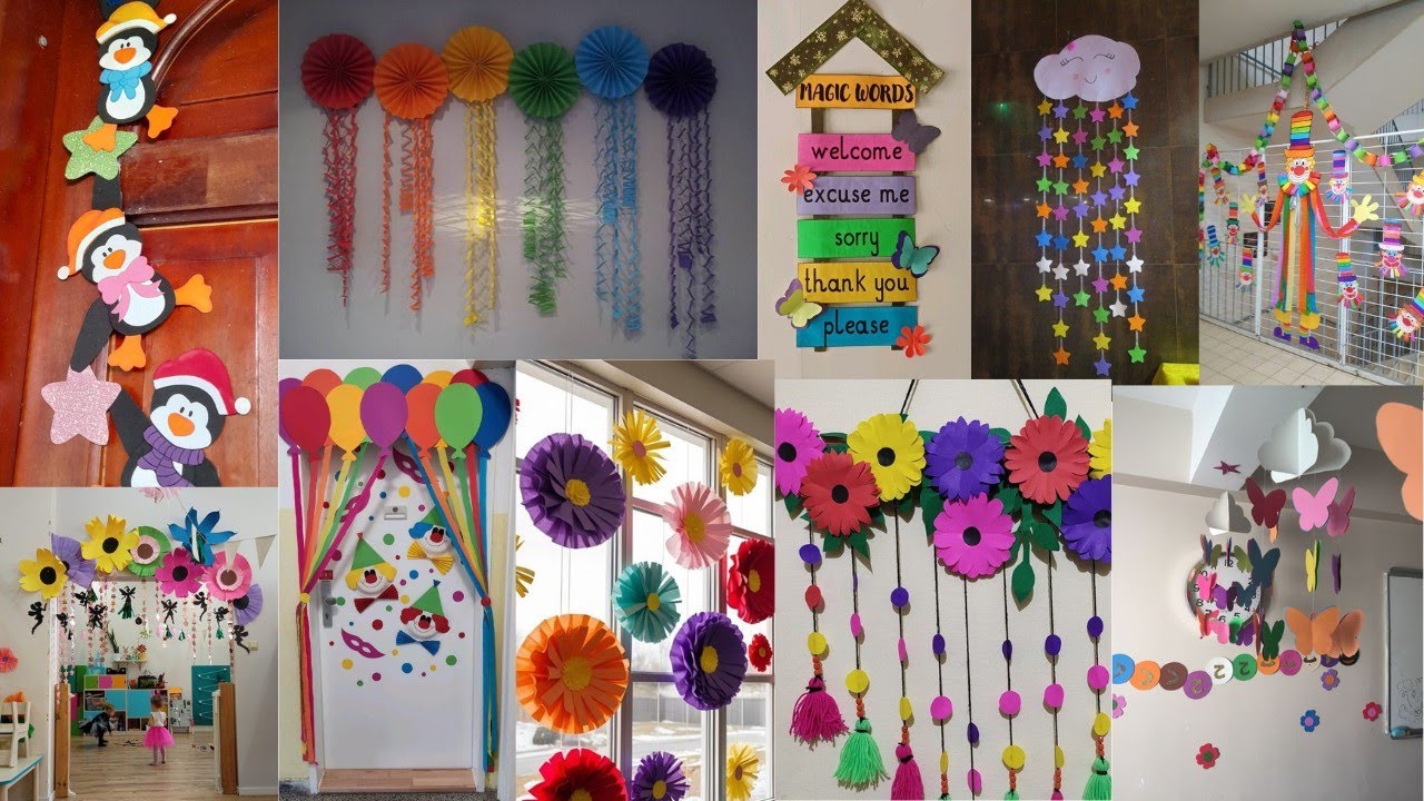 Preschool hanging decoration ideas/Wall hanging craft ideas/Classroom ceiling decoration/Paper Art