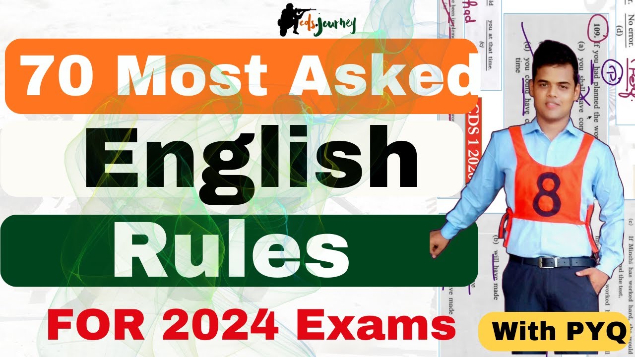 Grammar for NDA and CDS. 70 Most Asked English Grammar Rules for every exam of 2024.NDA 2024 English