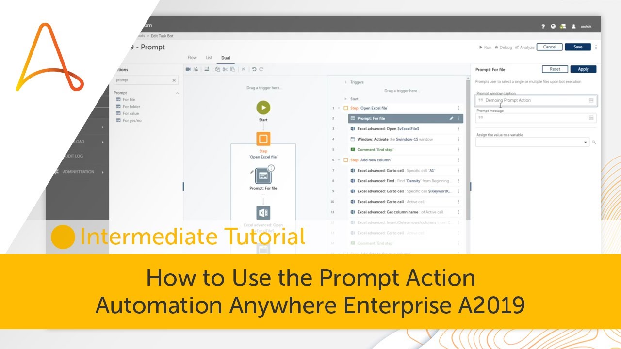 How to Use the Prompt Action in Automation Anywhere Enterprise A2019