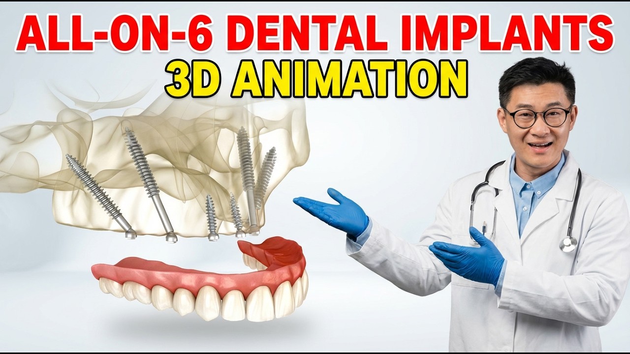 All on 6 Dental Implants 3D Animation &ndash; Full Mouth Solution
