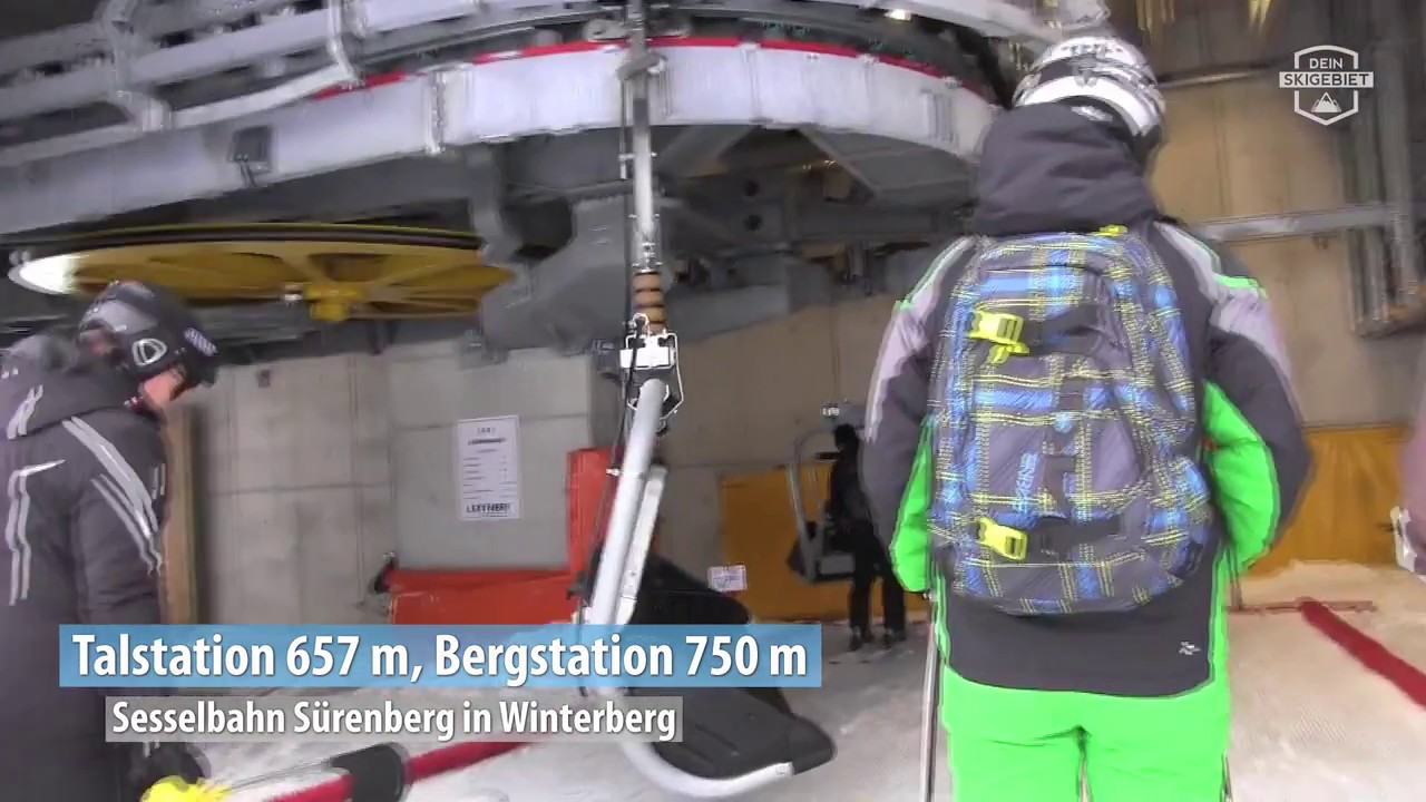 Fahrt mit der Achtersesselbahn Sürenberg im Skigebiet Winterberg