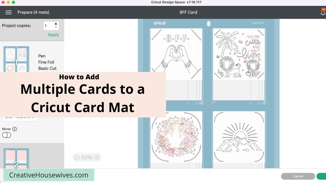 How to Add Multiple Different Cards to a Cricut Card Mat