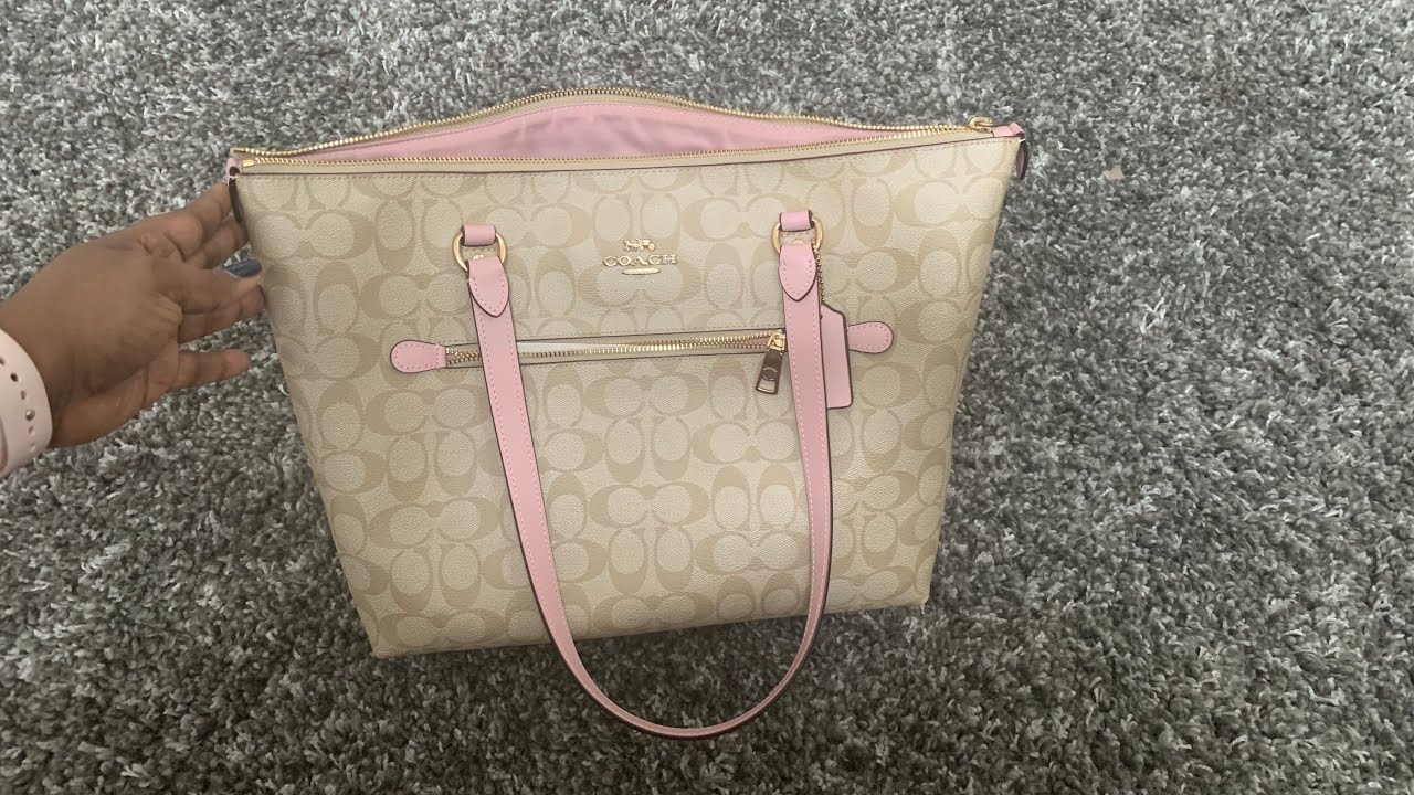 COACH GALLERY TOTE in SIGNATURE CANVAS w/ PINK TRIM