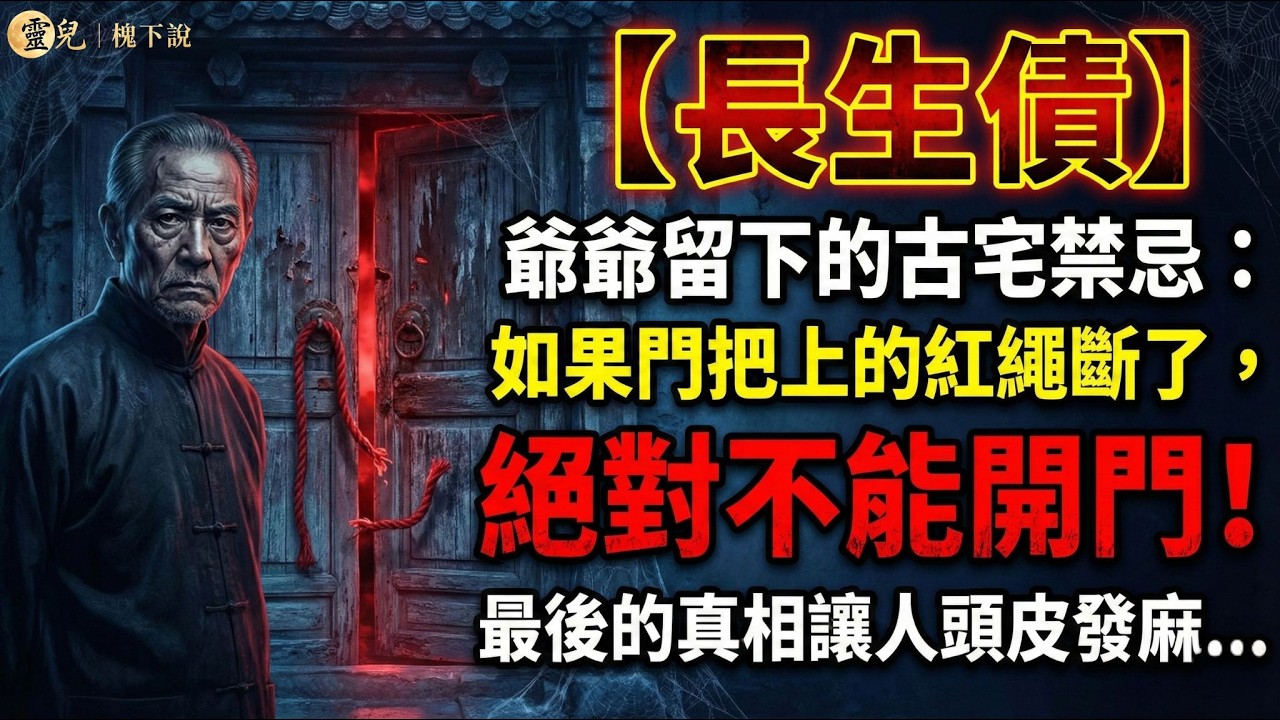 【長生債】爺爺留下的古宅禁忌：如果門把上的紅繩斷了，絕對不能開門！最後的真相讓人頭皮發麻#長生債 #民間故事 #靈兒槐下說 #細思極恐 #鬼故事 #懸疑 #紙紮人 #恐怖 #原創故事 #都市傳說