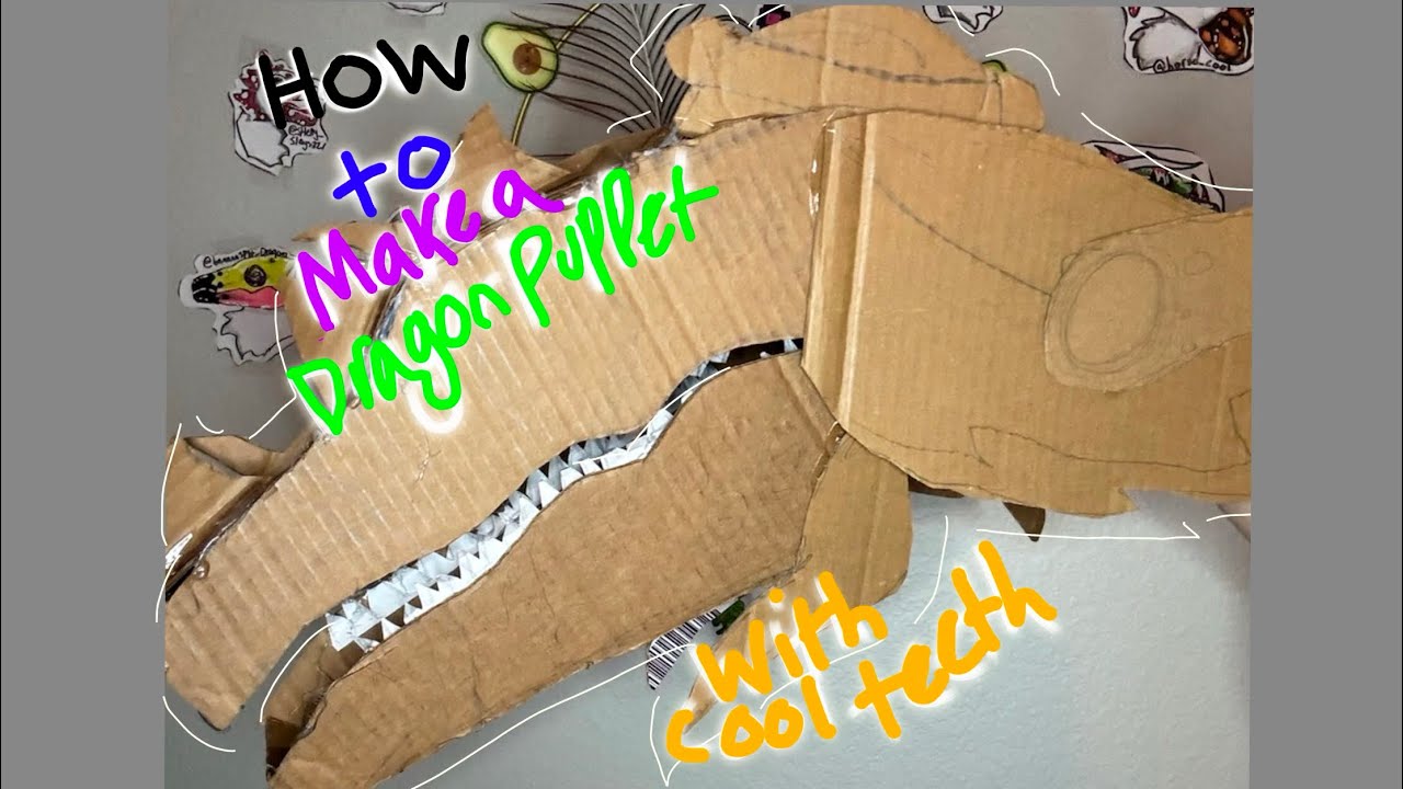 How to make a cardboard dragon puppet with cool teeth!