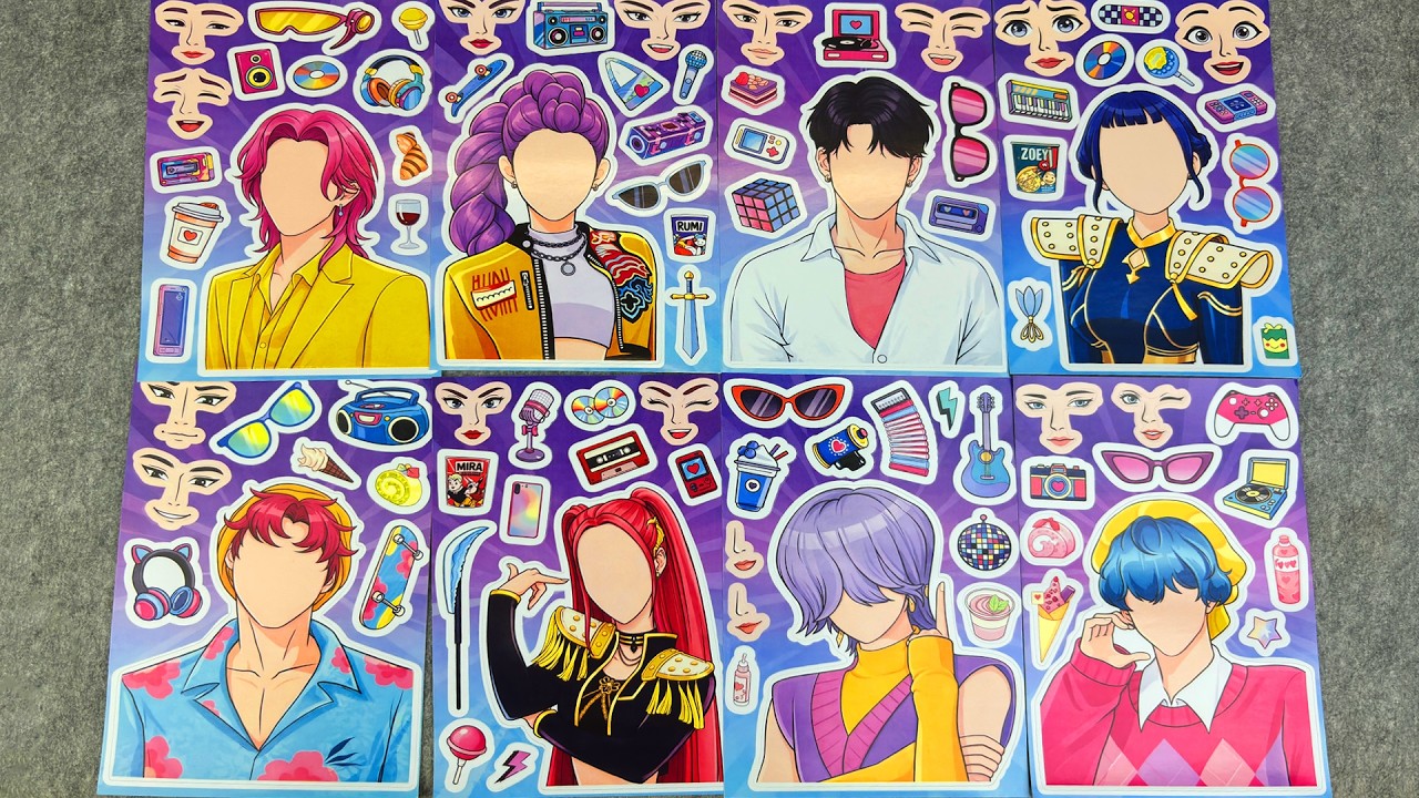 [🍒Paper DIY🍒] KPop Demon Hunters Sticker Book 💔 KPOP 악마사냥꾼 스티커북 asmr