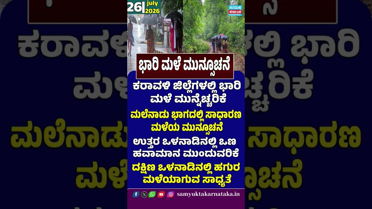 Karnataka Weather Alert Heavy Rain Warning for Coastal Districts | Light Rain in South Interior | SK
