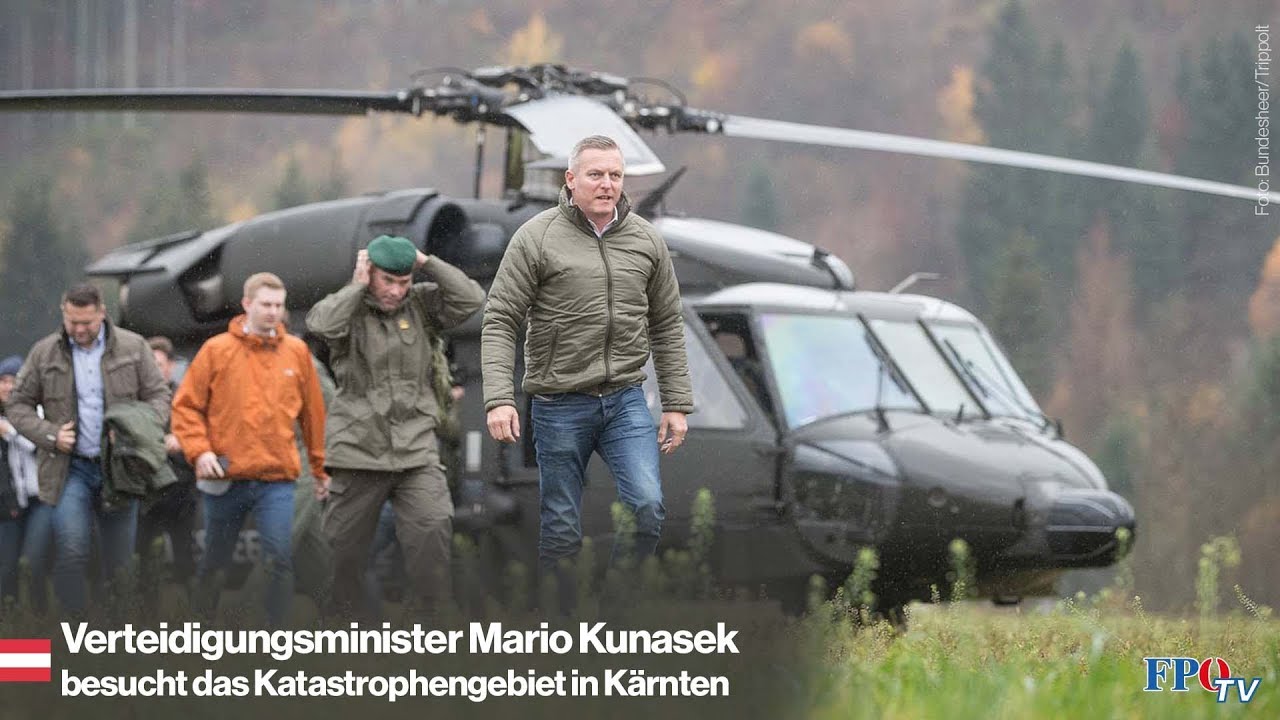 Verteidigungsminister Mario Kunasek besucht das Katastrophengebiet in Kärnten