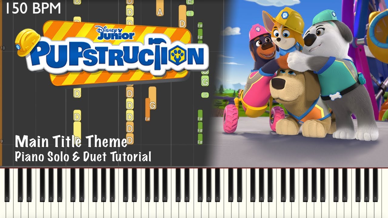 Pupstruction ~ Main Title Theme ~ Piano Solo & Duet Tutorial