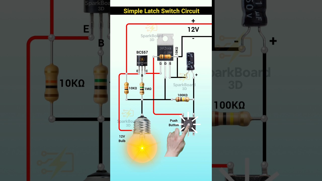 Latch switch circuit | single push button ON OFF switch #circuit #diyproject