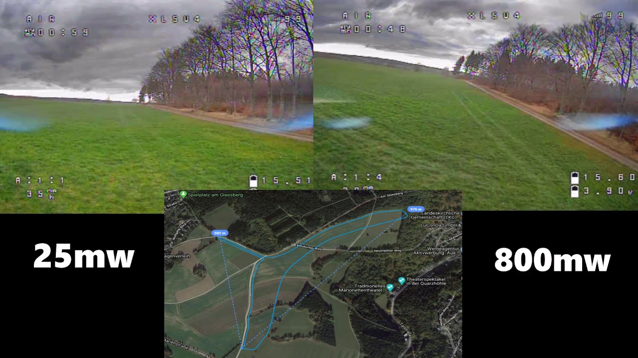 TBS Unify Pro HV | 25mw vs. 800mw 1000m Range Test