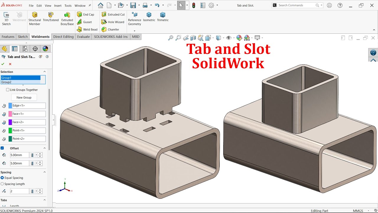 Функция SolidWorks Tab and Slot