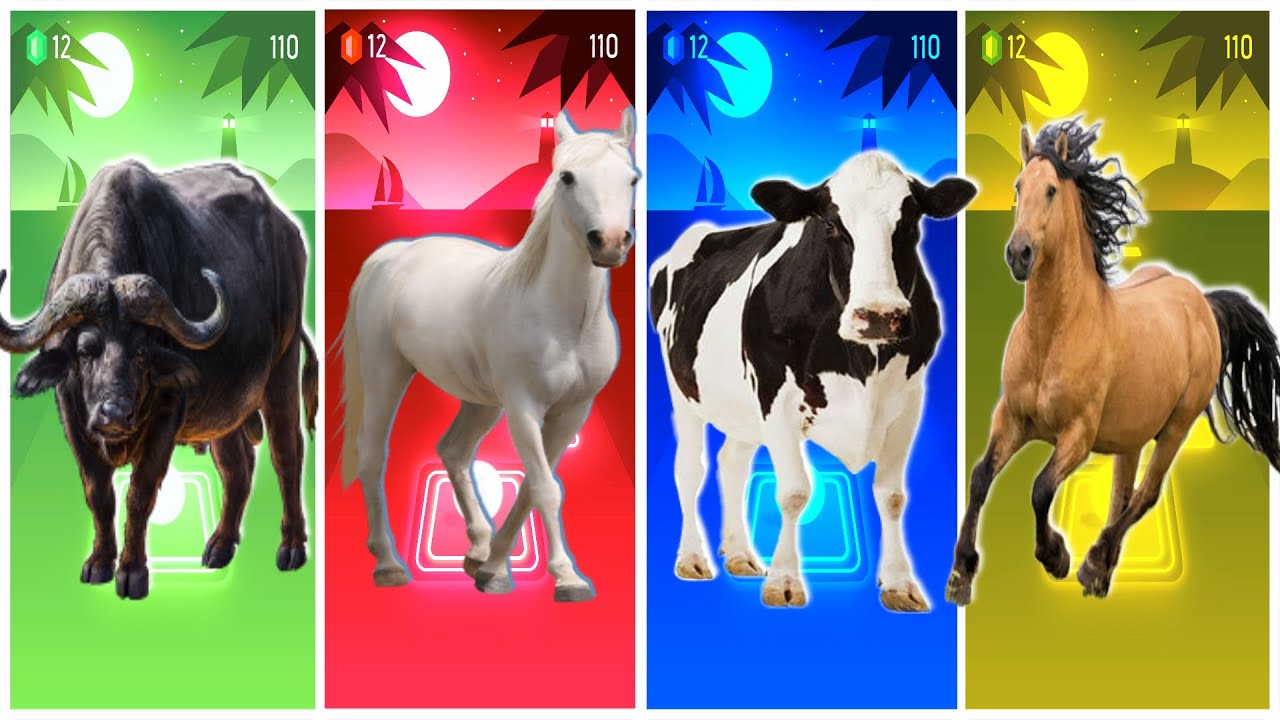 Funny Buffalo🐃🆚Funny Horse🐎🆚Funny Cow🐄🆚Funny Bison🦬🔴Tiles Hop EDM Rush #tileshopedmrush #rhythmgame