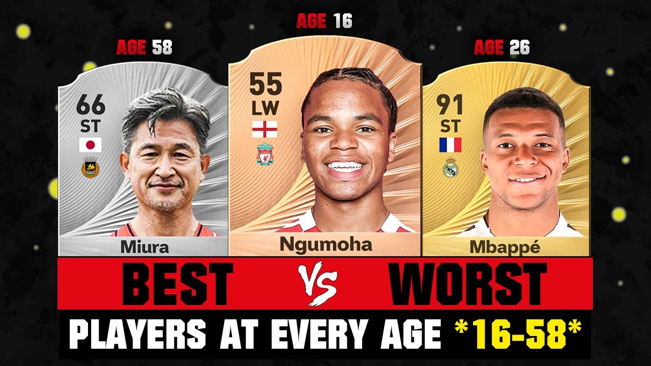 BEST VS WORST Football Players At Every Age 16-58! 😱🔥 ft. Ngumoha, Miura, Mbappe&hellip;