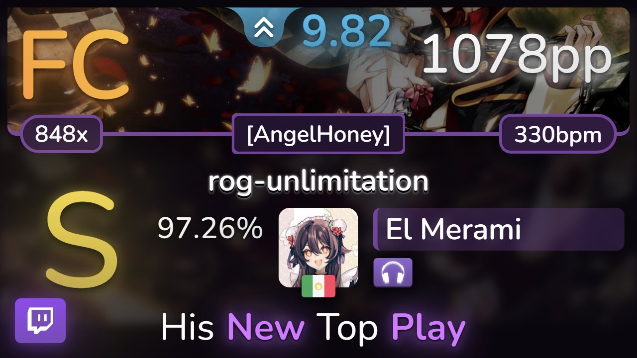 🔴 9.8⭐ El Merami | 07th Expansion - rog-unlimitation [AngelHoney] +NC 97.26% (1078pp FC) - osu!