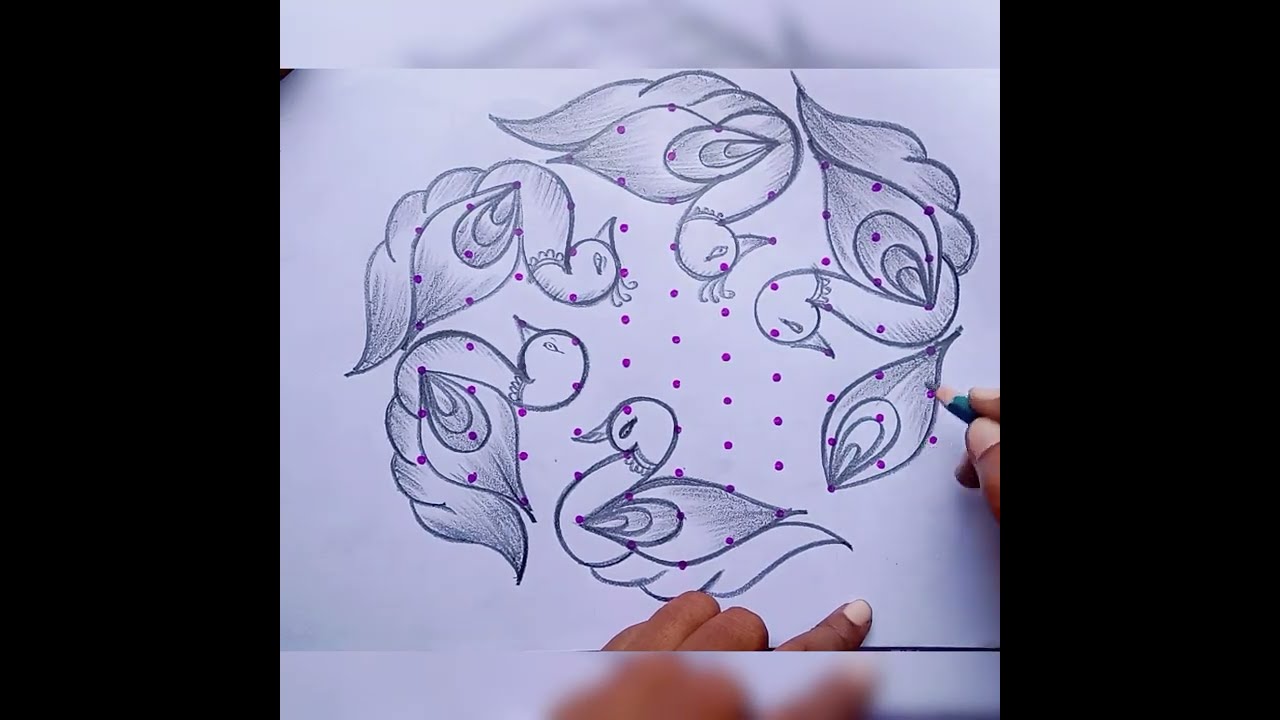 🌺 மயில் கோலம்🌺 creativity 👍🌺 just 11 dots 🌺 different 🌺 simple rangoli 🌺 pulli kolam 🌺