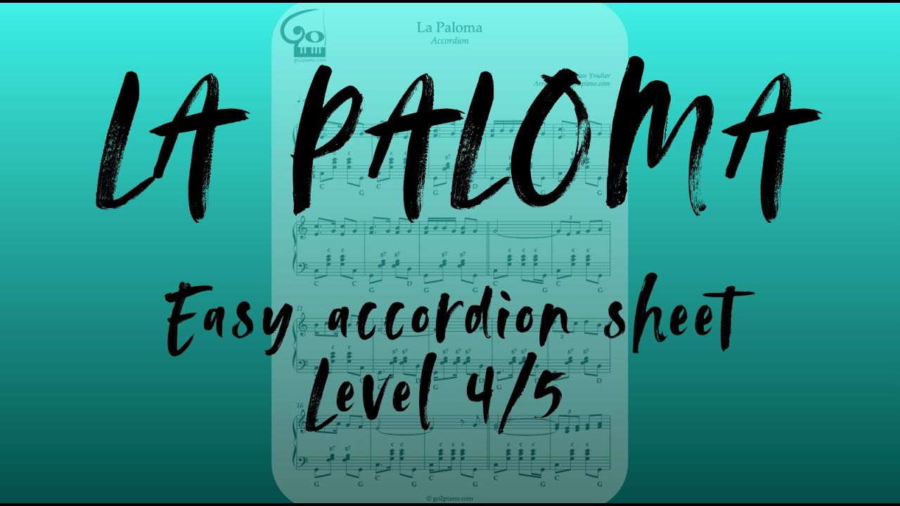 La Paloma SHEET MUSIC  / Accordion sheet music / Partition accordéon / Akkordeon Noten