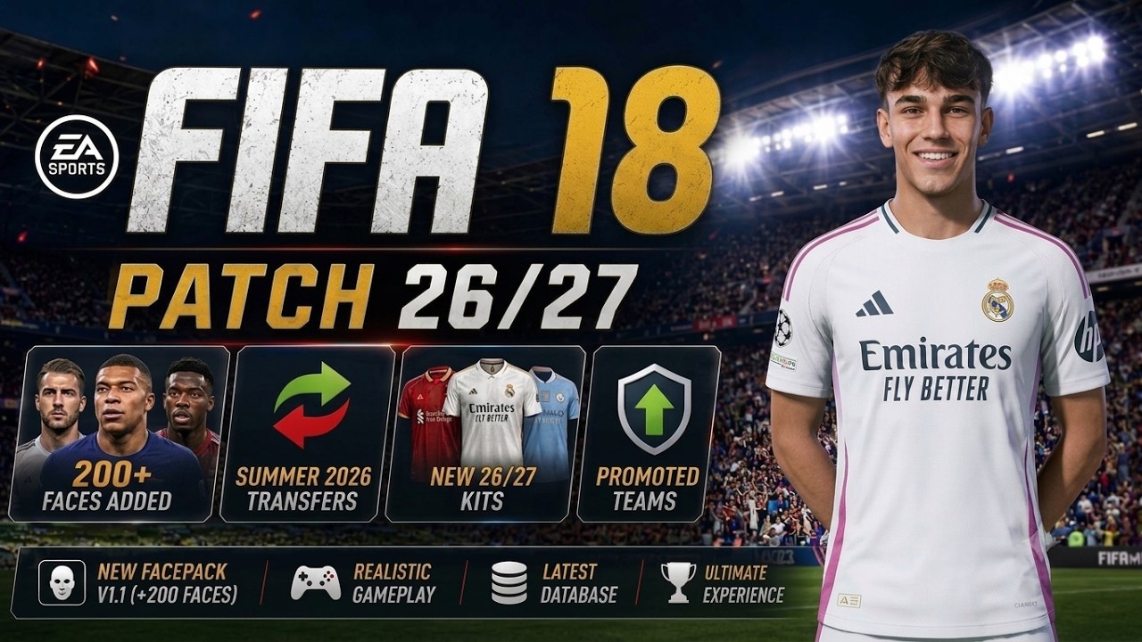 FIFA 18 PATCH FC 27 | (FREE) ALL IN ONE FC26 | new Faces, Squads, Kits, Theme Update 26/27