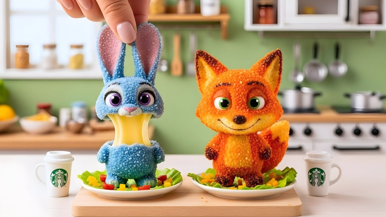 How to make The Cutest Zootopia Mini Cheese Fries (Nick and Judy Shaped) 🐰🦊 | Easy Snack Recipes