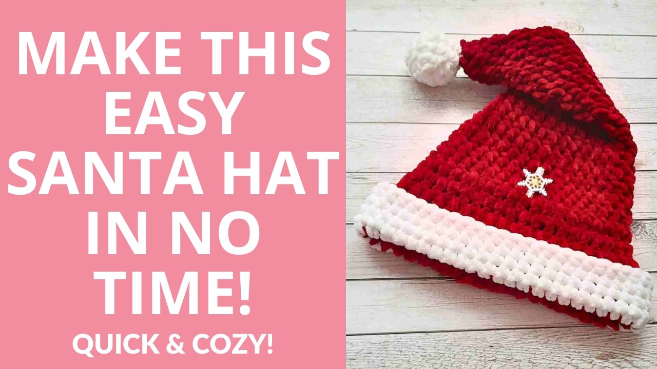 Easy Santa Hat Crochet Tutorial for Beginners | Step-by-Step Christmas Crochet!