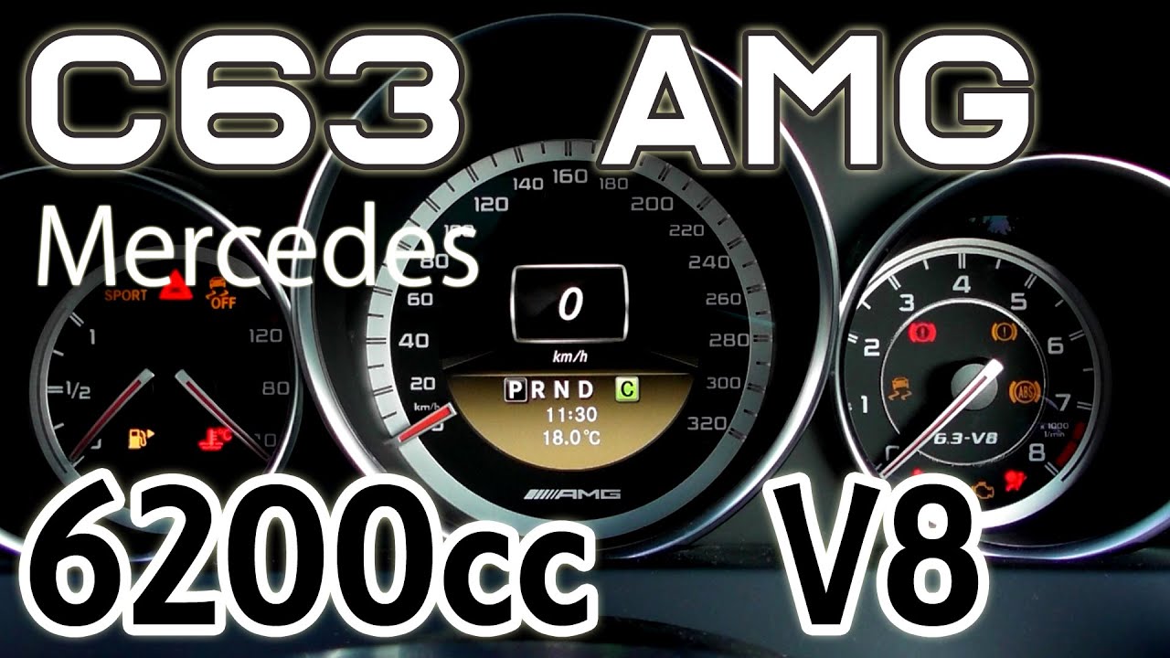 爆速6200cc C63 AMG フル加速 | V8エンジンの野獣サウンドで0-200km/h【ロマン満載】エンジン始動  巡航回転数  Mercedes (W204)