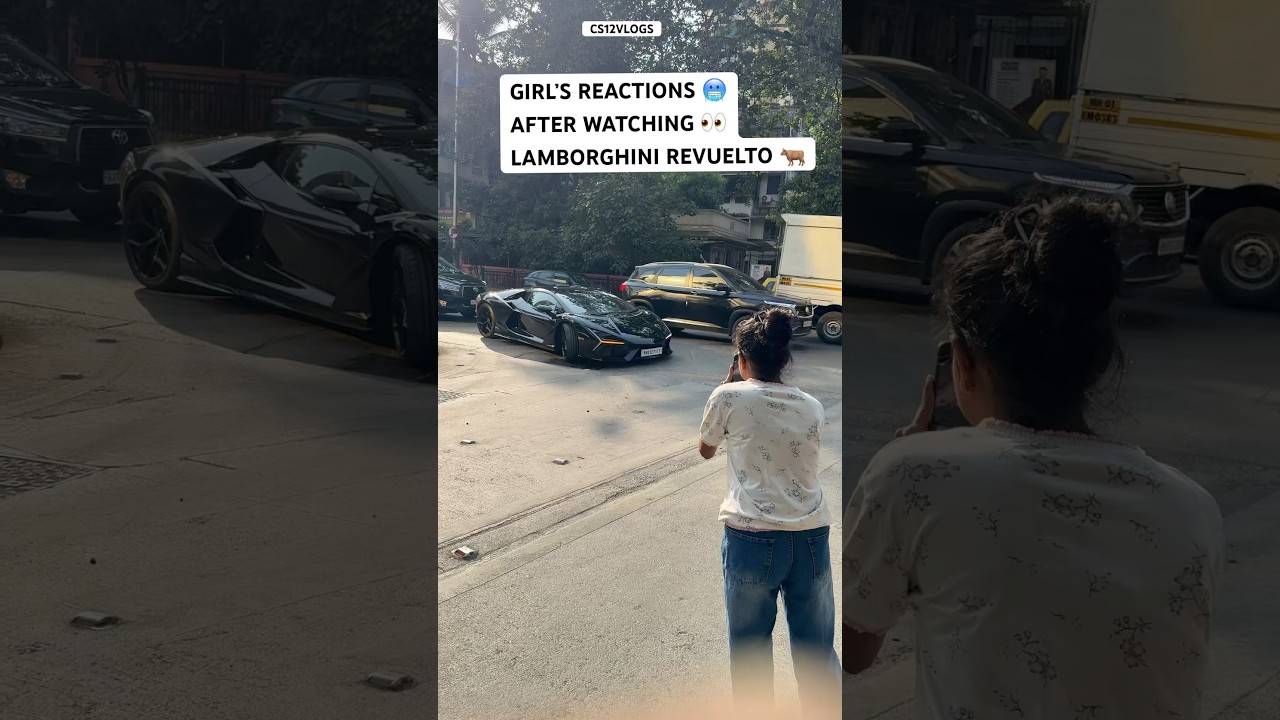 GIRL&rsquo;S REACTIONS AFTER WATCHING NEW LAMBORGHINI REVUELTO IN MUMBAI TRAFFIC #SHORTS#INDIA#Car#lambo
