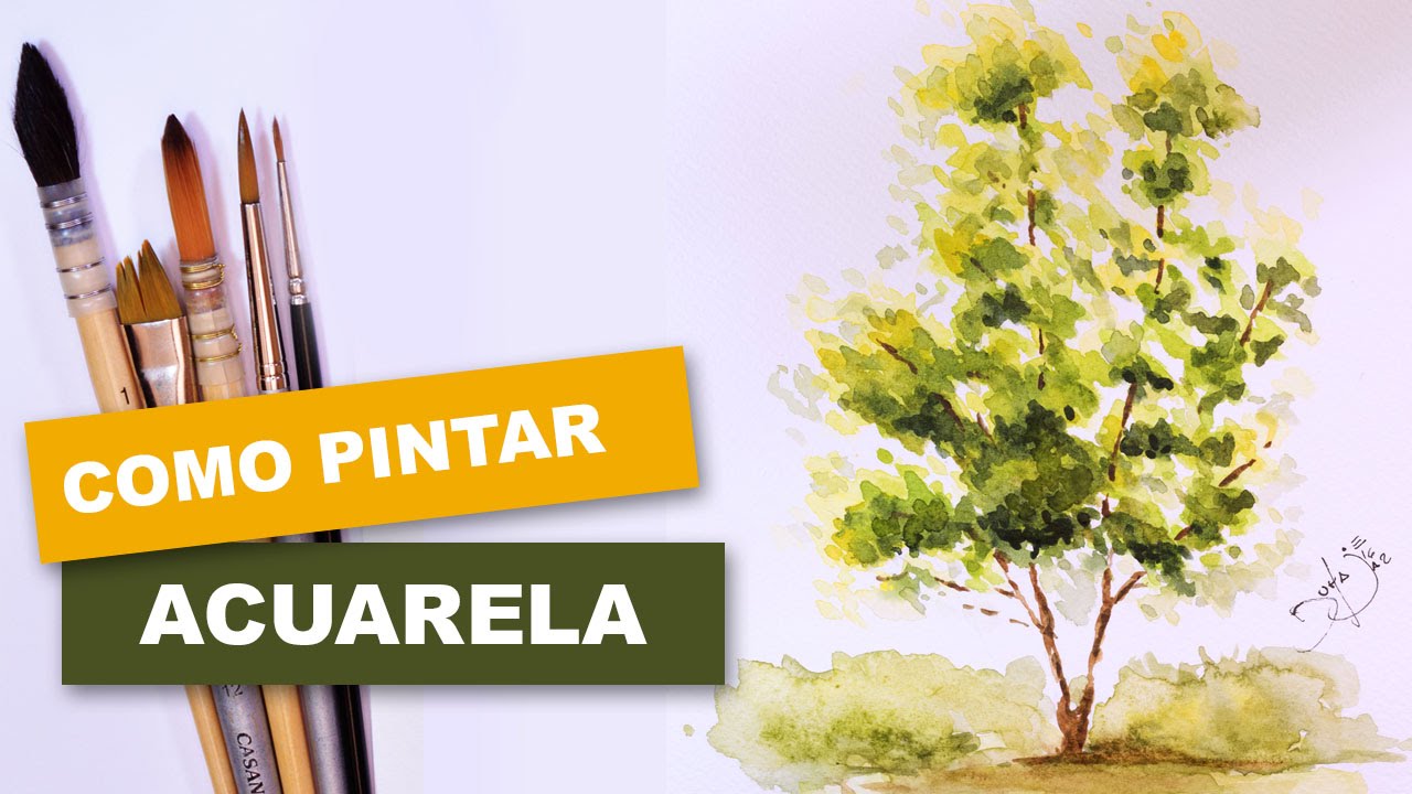 Como pintar facil un arbol con acuarela