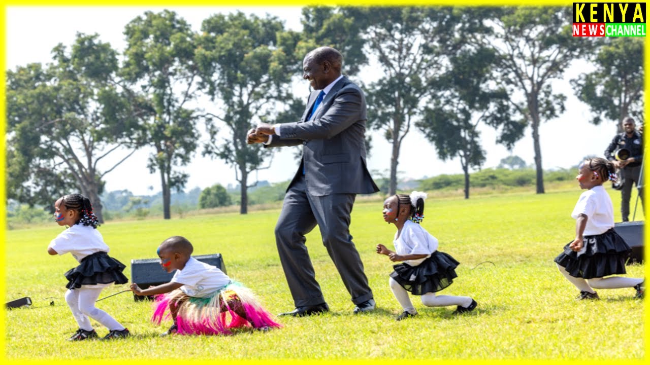 Ruto finds himself dancing with these Kids at Kenya Air Force 60th Anniversary Moi Airbase Nairobi