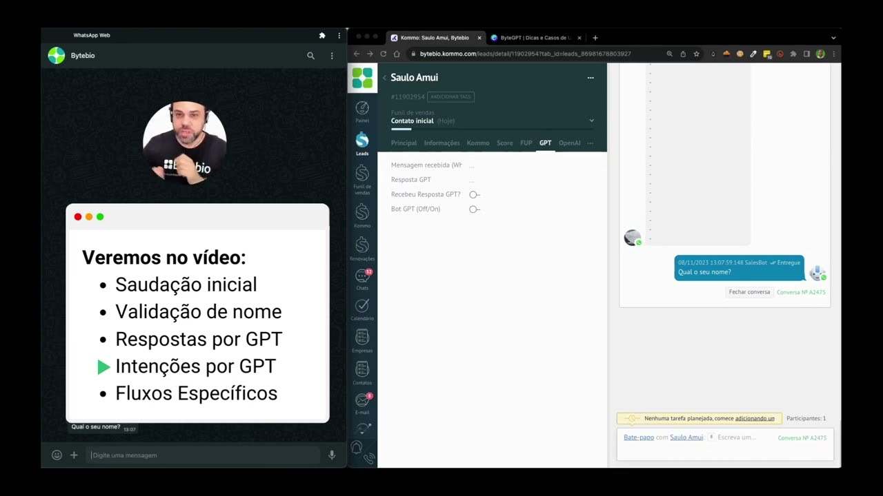 Salesbot KOMMO com ByteGPT: respostas e detec&ccedil;&otilde;es de inten&ccedil;&otilde;es por GPT