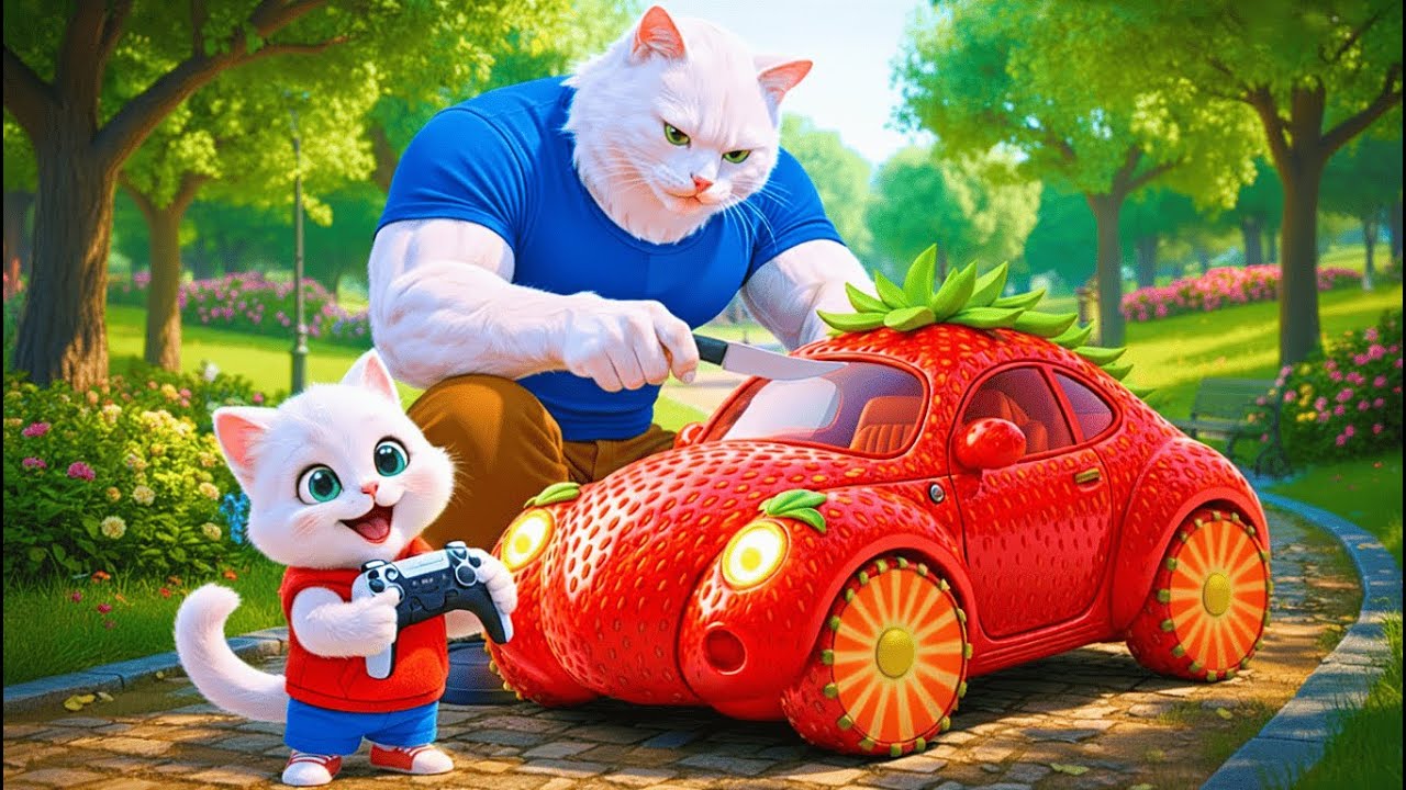 A Cat Father Built a Strawberry Car for His Son… Until Everything Was Destroyed