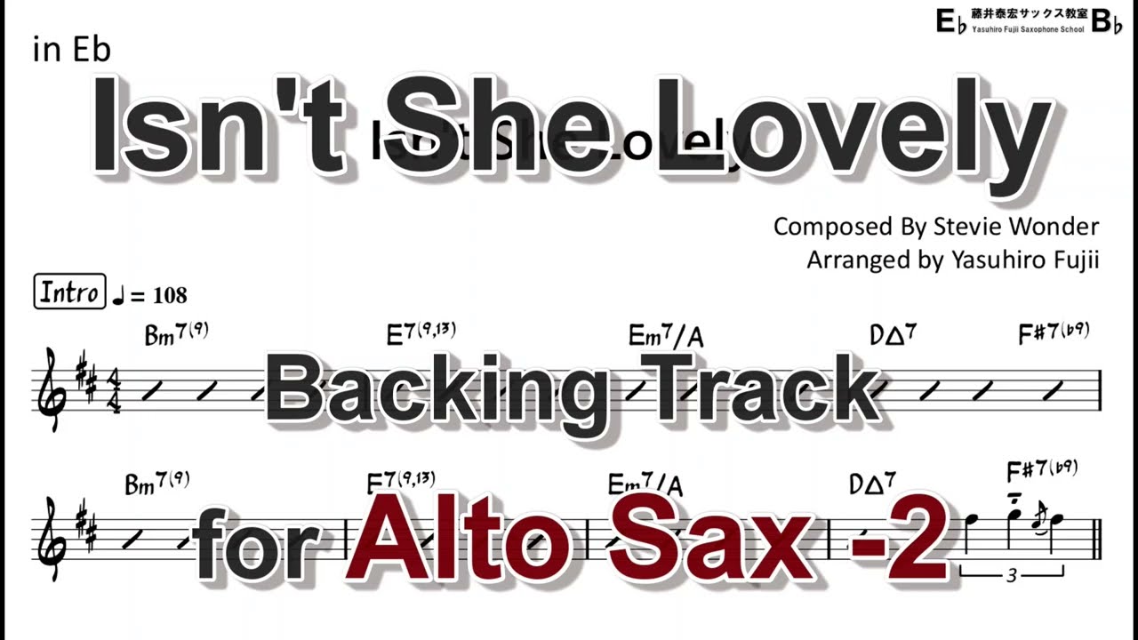 Isn't She Lovely - Backing Track with Sheet Music for Alto Sax (Take -2 , Very Easy)